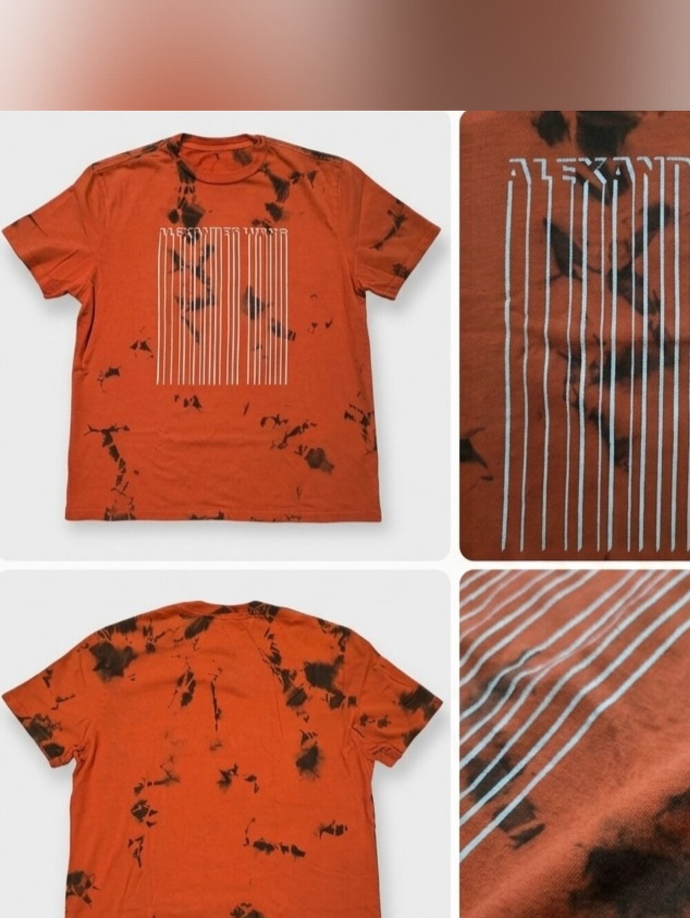 Alexander Wang Orange Tie-Dye Barcode Graphic Short-Sleeve Tee